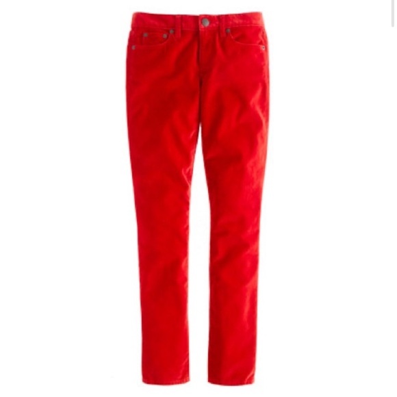 J. Crew Red Velvet Toothpick Pants Women's Size 24 - Picture 3 of 10